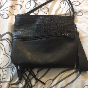 black fringe purse